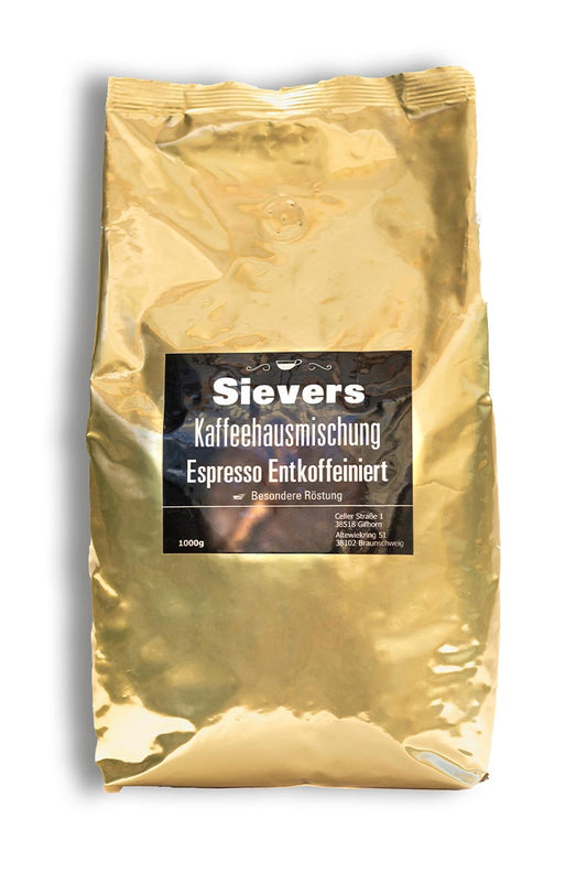 Espresso Entkoffeiniert - Sievers Kaffeehausmischung - Sievers - Das Kaffeehaus in Braunschweig und Gifhorn